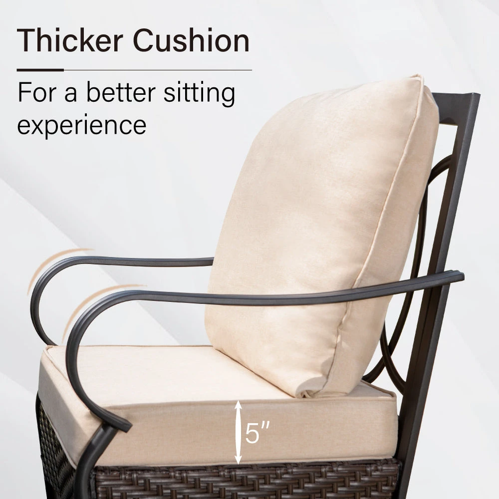 Phi Villa 7-Pcs Patio Dining Set With Cushioned Steel-rattan Chairs And Farmhouse Wood-grain Table 16 Phi Villa 7-Pcs Patio Dining Set With Cushioned Steel-rattan Chairs And Farmhouse Wood-grain Table - Image 14