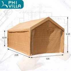 PHI VILLA 10x20 Ft Heavy Duty Carport Canopy Instant Garage With Removable Sidewalls And Doors -Phi Villa 02 ed262870 fc2d 446d a573 7ee153cd0bbf