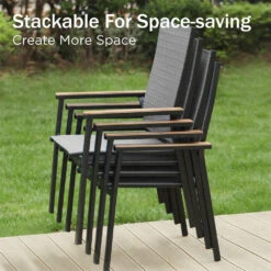 PHI VILLA Outdoor Aluminum Stackable Textilene Sling Chairs -Phi Villa 02 f97336f1 6062 4c45 9f5f 391e07e77e2e