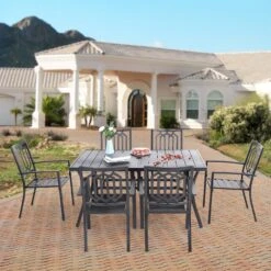 7-Piece Patio Dining Set With Stackable Chairs For Garden, Backyard PHI VILLA -Phi Villa 03187cfe8fbdb84aa703090166f2833d 0165a01b 5f83 453e 9b29 6db37b1d92a5