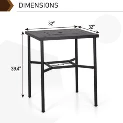 PHI VILLA Patio 32" Steel Square Bar Dining Table -Phi Villa 04 c37f4ebf 202d 4f85 821e d83a79423d2f