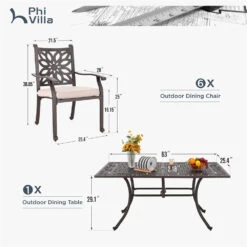 7-Pcs Patio Dining Set Of Cast Aluminum Chairs And Rectangle Table-Phi Villa -Phi Villa 077 2024.5.22 17
