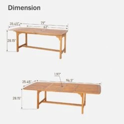 Phi Villa 7/9-Pcs Wooden Outdoor Dining Set With Expandable Table For Garden -Phi Villa 07 85de94ba 116e 496f 85be 8738bc6eccc7
