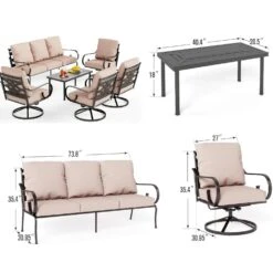 Phi Villa 7-Seater Outdoor Elegant Sofa Set With Cushions & Metal Coffee Table -Phi Villa 08 30a730fd fac1 40af 8f8e d6dda9cd9287
