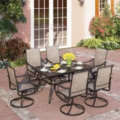 7-Piece Outdoor Dining Set With Textilene Swivel Chairs For Garden,Deck PHI VILLA -Phi Villa 0 S7 420 I1 0000 67c3ad04 ca15 4ad9 86ad db774c1c724d