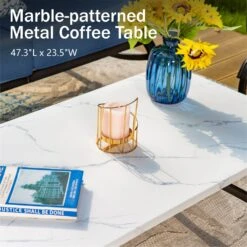 Phi Villa 7-Seater Patio Steel Conversation Sofa Set With Coffee Table & Ottomans -Phi Villa 1 09phi villa patio steel conversation sofa sets09