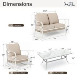 Phi Villa 4-Seater Outdoor Rattan & Steel Fresh Color Sofa Set With Coffee Table -Phi Villa 10 e8f3842e c0b0 4666 9862 20324719a4c7