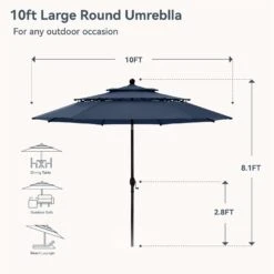 PHI VILLA 10ft 3 Tier Auto-tilt Patio Umbrella Outdoor Double Vented Umbrella -Phi Villa 10ftoutdoorumbrella 9bfeedb8 8728 46f4 b7ac dfa970d8d6b7