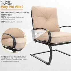 PHI VILLA C-Spring Metal Cushioned Lounge Chairs -Phi Villa 11 02