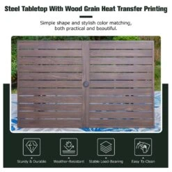 PHI VILLA 7-Piece Patio Dining Set 6 Fixed Stackable Chairs And Steel Rectangle Table -Phi Villa 11 1 4587d1e4 db14 4321 9d07 e23002df28db