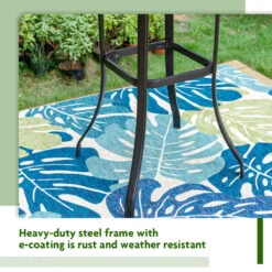 PHI VILLA Patio Bar Height Table With Wood-Like Tabletop & Metal Frame -Phi Villa 12 1