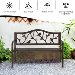 PHI VILLA 50 Inch Outdoor & Garden & Park Bench Steel Frame Porch Chair 12 PHI VILLA 50 Inch Outdoor & Garden & Park Bench Steel Frame Porch Chair -Phi Villa 1233334 e15c2791 3d27 43b9 b993 261fe9333852