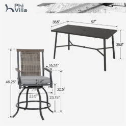 7-Pcs Bar Stool Set With Rattan Swivel Stools For Backyard-Phi Villa -Phi Villa 131 PV 2024.6.25 13