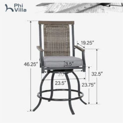 Phi Villa Outdoor Swivel Bar Stools With Rattan Backrest -Phi Villa 131 PV 2024.6.25 7