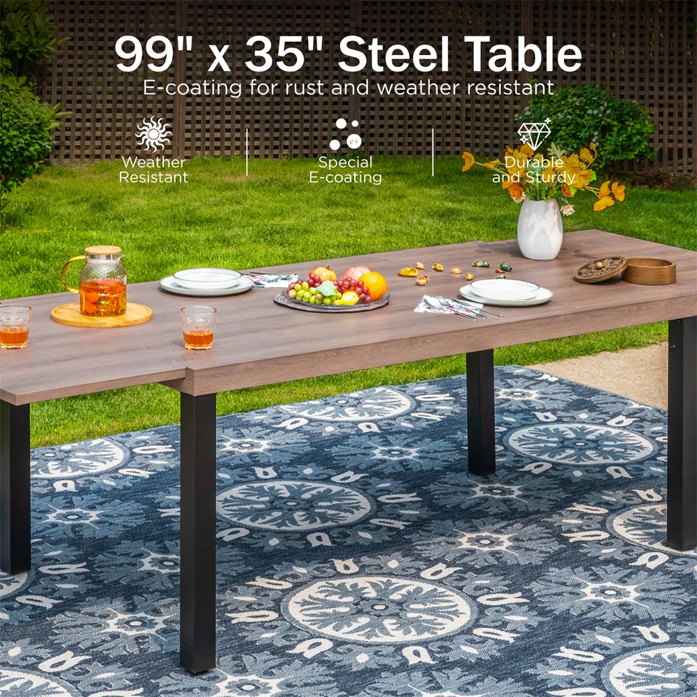 9-Piece Patio Dining Set Flat Expandable Table And Textilene Chairs For Deck Phi Villa 6 9-Piece Patio Dining Set Flat Expandable Table And Textilene Chairs For Deck Phi Villa - Image 4