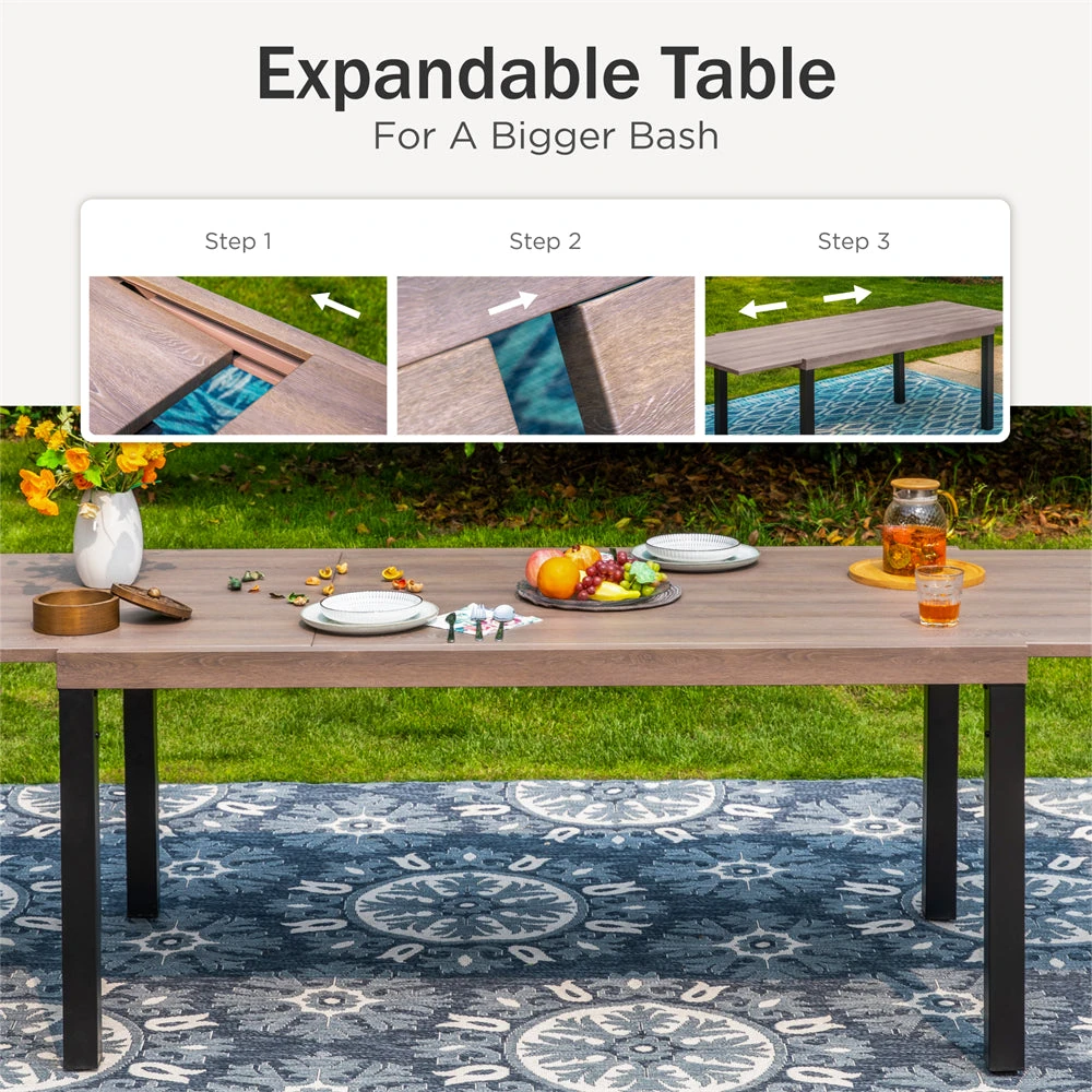 9-Piece Patio Dining Set Flat Expandable Table And Textilene Chairs For Deck Phi Villa 5 9-Piece Patio Dining Set Flat Expandable Table And Textilene Chairs For Deck Phi Villa - Image 3