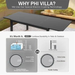 9-Piece Patio Dining Set Flat Expandable Table And Textilene Chairs For Deck Phi Villa 34 9-Piece Patio Dining Set Flat Expandable Table And Textilene Chairs For Deck Phi Villa -Phi Villa 137 1