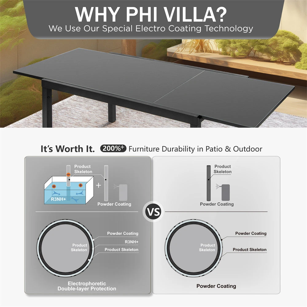 9-Piece Patio Dining Set Flat Expandable Table And Textilene Chairs For Deck Phi Villa 16 9-Piece Patio Dining Set Flat Expandable Table And Textilene Chairs For Deck Phi Villa - Image 14