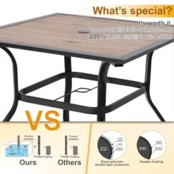 PHI VILLA 5-Piece Patio Dining Set With Wood-look Table & 4 Padded Textilene Swivel Chairs -Phi Villa 13 102e046b 5606 4bcf bffd 80717599897c