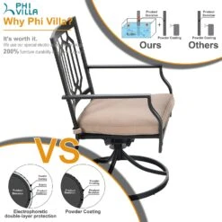 5-Piece Outdoor Dining Set 4 Cushioned Swivel Chairs And Larger Square Table PHI VILLA -Phi Villa 13 1 d8cf3a5b c328 46a3 b40b 5f293f1aa739