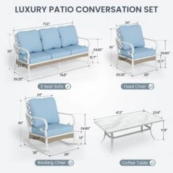 Phi Villa 7-Seater Outdoor Steel & Rattan Fresh Color Sofa Set With Coffee Table -Phi Villa 147 2024.2.22 5