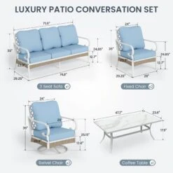 Phi Villa 7-Seater Outdoor Steel & Rattan Fresh Color Sofa Set With Coffee Table -Phi Villa 147 2024.2.22 6