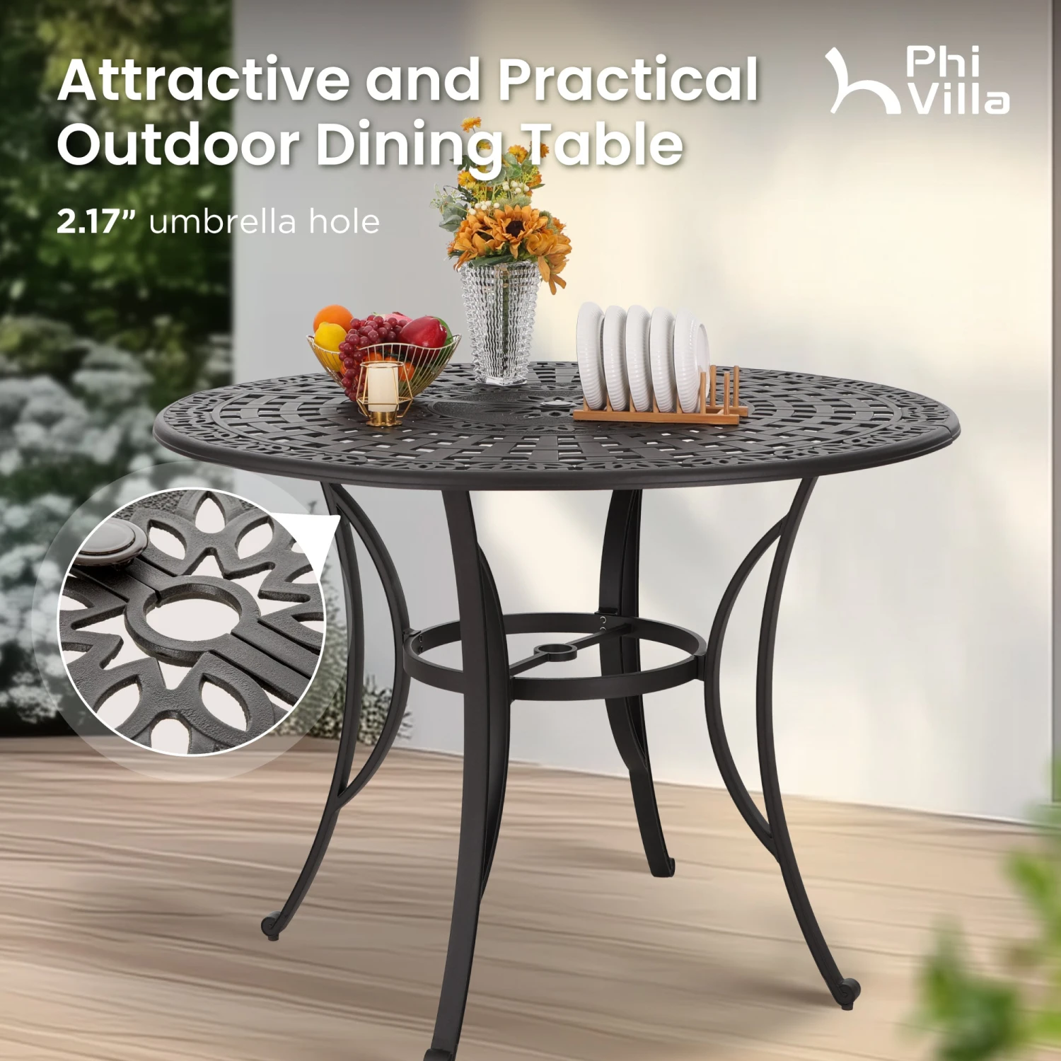 Phi Villa Cast Aluminum Enlarged Round High Pub Table 4 Phi Villa Cast Aluminum Enlarged Round High Pub Table - Image 2