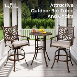 PHI VILLA Cast Aluminum Outdoor Pub Height Bar Table -Phi Villa 18 5c975fba 2e79 4fcb ad0f 9813dcec6f54