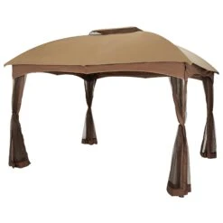 PHI VILLA Patio Double Vent Gazebo Outdoor Canopy With Privacy Netting -Phi Villa 1 0000 3