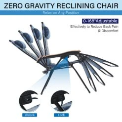 PHI VILLA Oversize Padded Adjustable Zero Gravity Chair With Cup Holder -Phi Villa 1 0daa2943 5656 48df 8431 532f733c4d98
