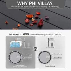 PHI VILLA 5-Piece Outdoor Dining Set 4 Swivel Steel Chairs And Square Table -Phi Villa 1 0e9712fe a8a5 4b07 9b38 5dec7b1d471e