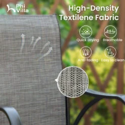 PHI VILLA 3/5 Piece Patio Bar Set Of 1 Wood-look Coffee Table & Swivel Textilene Bar Stools -Phi Villa 1 232b024c dd21 4293 b641 4b15cf945051 1