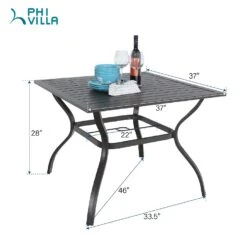 Phi Villa 37" X 37" Square Patio Bistro Table -Phi Villa 1 2 0099505f 8a6e 47e8 aa07 f4cb620dd0cb