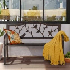 PHI VILLA 50 Inch Outdoor & Garden & Park Bench Steel Frame Porch Chair 15 PHI VILLA 50 Inch Outdoor & Garden & Park Bench Steel Frame Porch Chair -Phi Villa 1 2 290992fa 6cbd 48cc 99ac 4820b1eda8e4