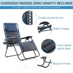 PHI VILLA Oversize Padded Adjustable Zero Gravity Chair With Cup Holder -Phi Villa 1 2 32478b11 6c56 4450 ab9c 25c009117ba9