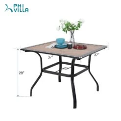 PHI VILLA 5-Piece Patio Dining Set With Wood-look Table & 4 Padded Textilene Swivel Chairs -Phi Villa 1 2 41d7dd74 01a1 489b 911e 54afcb81e90d