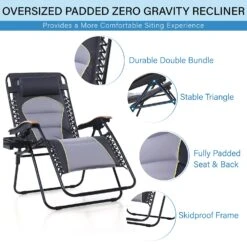 PHI VILLA Oversize Padded Adjustable Zero Gravity Chair With Cup Holder -Phi Villa 1 2 981543e0 a8dc 46c7 9027 400cd6f0db31
