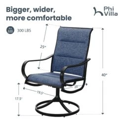Patio Upgraded Padded Swivel Dining Chairs For Porch, Deck, Backyard PHI VILLA -Phi Villa 1 3 619d0cc8 1b58 4e1b aeb6 786d9e7e9fad