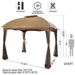 PHI VILLA Patio Double Vent Gazebo Outdoor Canopy With Privacy Netting -Phi Villa 1 4f72f941 b426 4756 8000 8bd5353bb68e