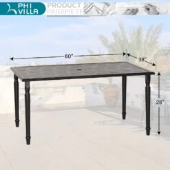 Phi Villa 60'' Outdoor Metal Dining Table With Cylindrical Legs 17 Phi Villa 60'' Outdoor Metal Dining Table With Cylindrical Legs -Phi Villa 1 50867cba 8bc5 435a aeb7 3ca5a0b4ea24
