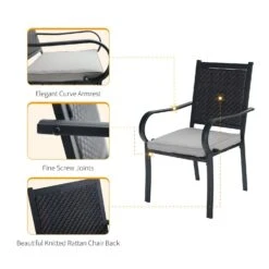 PHI VILLA Rattan Metal Outdoor Dining Chairs, Set Of 2 -Phi Villa 1 5217cf19 f2a7 48bf af6d cc954a5fbb7e