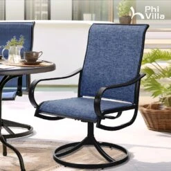 Patio Swivel Dining Chair With Black Frame For Porch,Deck,Backyard, PHI VILLA -Phi Villa 1 5d1bad56 725a 4488 a6a5 52217c567d32