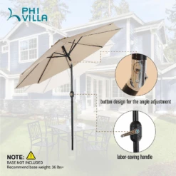 PHIVILLA 9ft Manual-tilted Outdoor Patio Umbrella With Crank Handle -Phi Villa 1 6c66a656 886d 4e2b be00 66e466e5358a