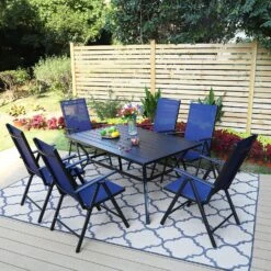 Phi Villa Folding Sling Dining Chair Aluminum & Steel Frame, Set Of 2 -Phi Villa 1 8e61f6cf 3b03 4e50 92e7 fc4c8d43699e