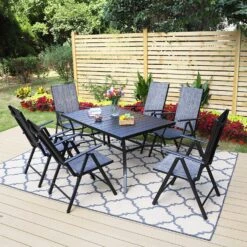 Phi Villa Folding Sling Dining Chair Aluminum & Steel Frame, Set Of 2 -Phi Villa 1 9fad60d2 dc80 4bfe ad5e 68c0b9f31bf5