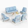 Phi Villa 7-Seater Outdoor Steel & Rattan Fresh Color Sofa Set With Coffee Table -Phi Villa 1 CP002 06 7 BL 0000