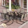 9-Pcs Patio Dining Set With Textilene C-spring Chair-Phi Villa -Phi Villa 1 E02GF105 PV 452 0000