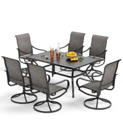 7-Piece Outdoor Dining Set With Textilene Swivel Chairs For Garden,Deck PHI VILLA -Phi Villa 1 S7 420 I1 0000 b54bb922 fb5e 45b9 897a 24cc8fa98074