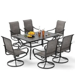 7-Piece Patio Dining Set With Upgraded Padded Textilene Chairs For Deck, Backyard PHI VILLA -Phi Villa 1 S7 421 I 0000