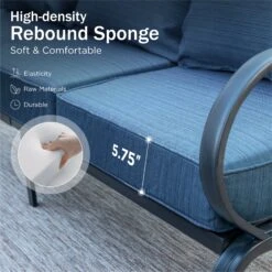 Phi Villa 5-Seater Patio Steel Conversation Sofa Sets With Leather Grain Fire Pit Table -Phi Villa 1 1 1